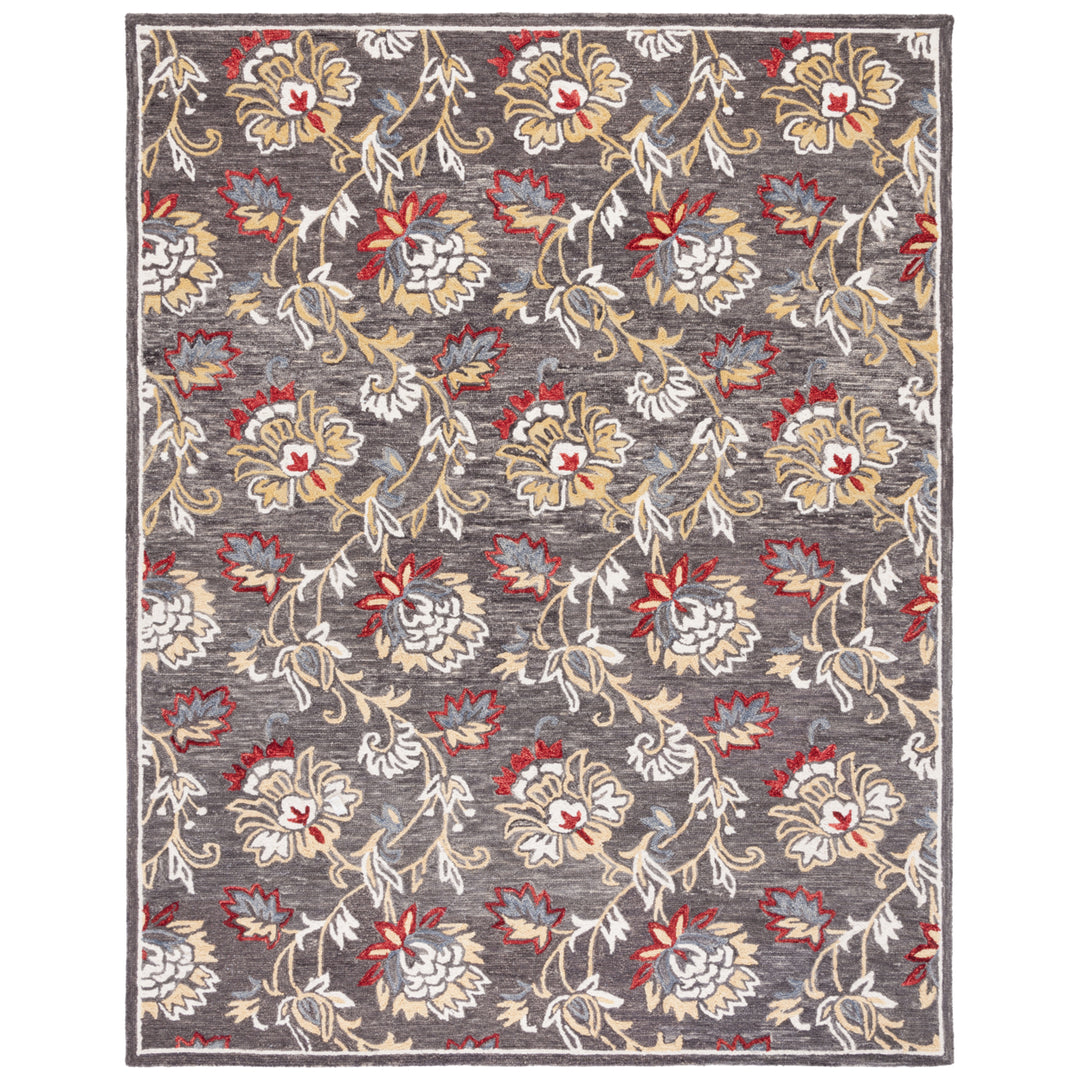 SAFAVIEH Blossom BLM276Z Handmade Dark Grey / Yellow Rug Image 11