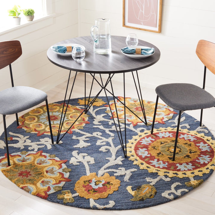 SAFAVIEH Blossom BLM401N Handmade Navy / Multi Rug Image 2