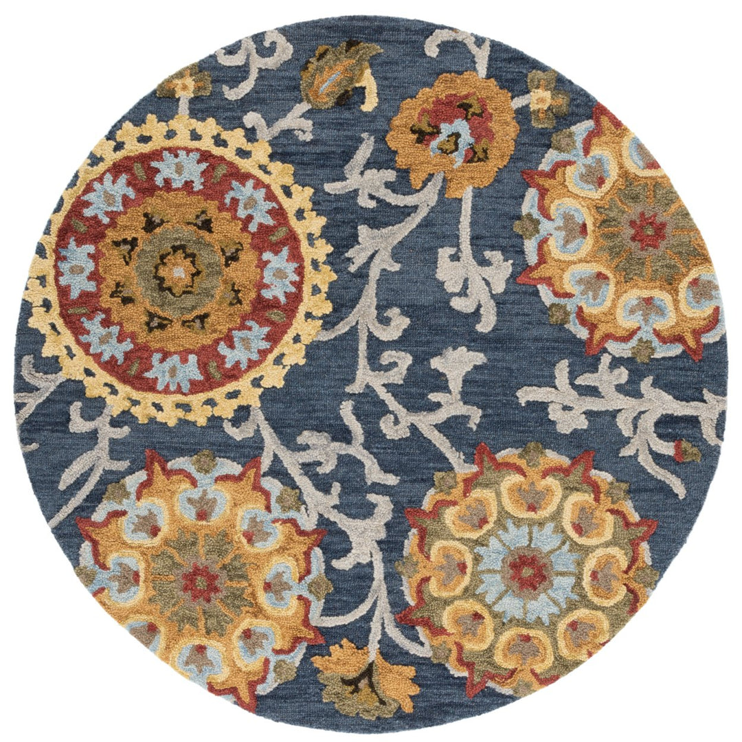 SAFAVIEH Blossom BLM401N Handmade Navy / Multi Rug Image 4