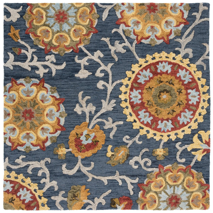 SAFAVIEH Blossom BLM401N Handmade Navy / Multi Rug Image 6