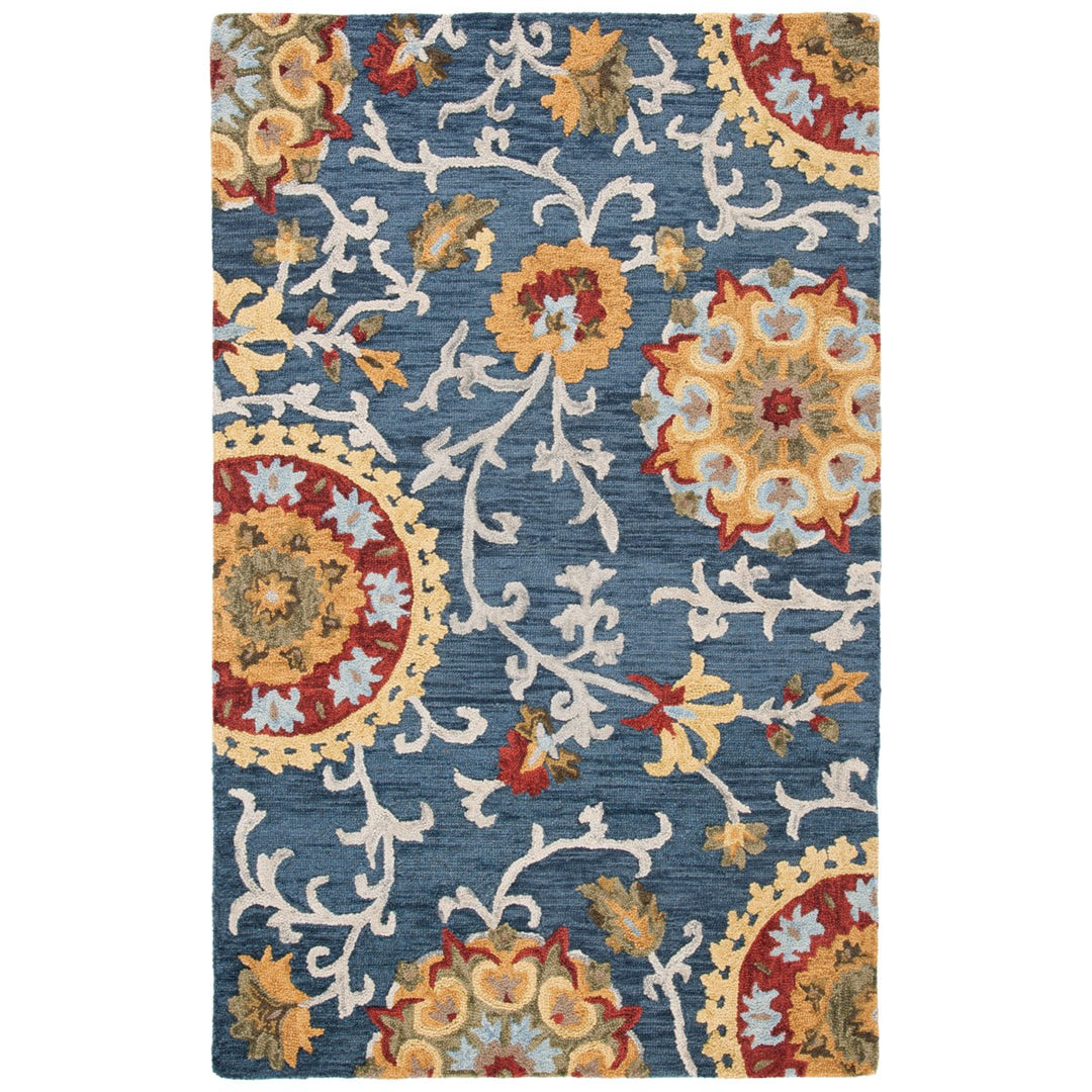 SAFAVIEH Blossom BLM401N Handmade Navy / Multi Rug Image 10