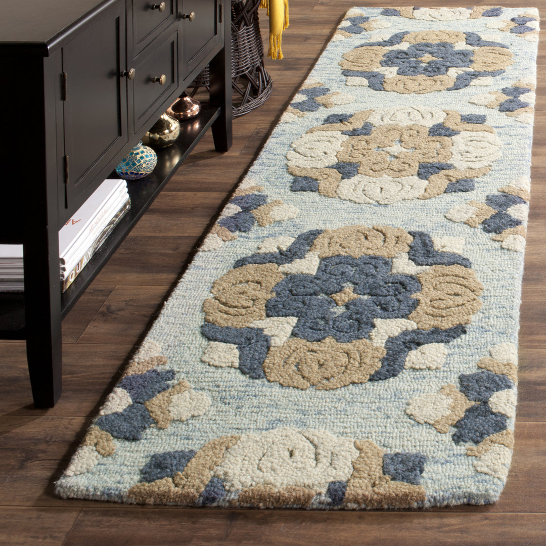 SAFAVIEH Blossom BLM403B Handmade Blue / Multi Rug Image 2