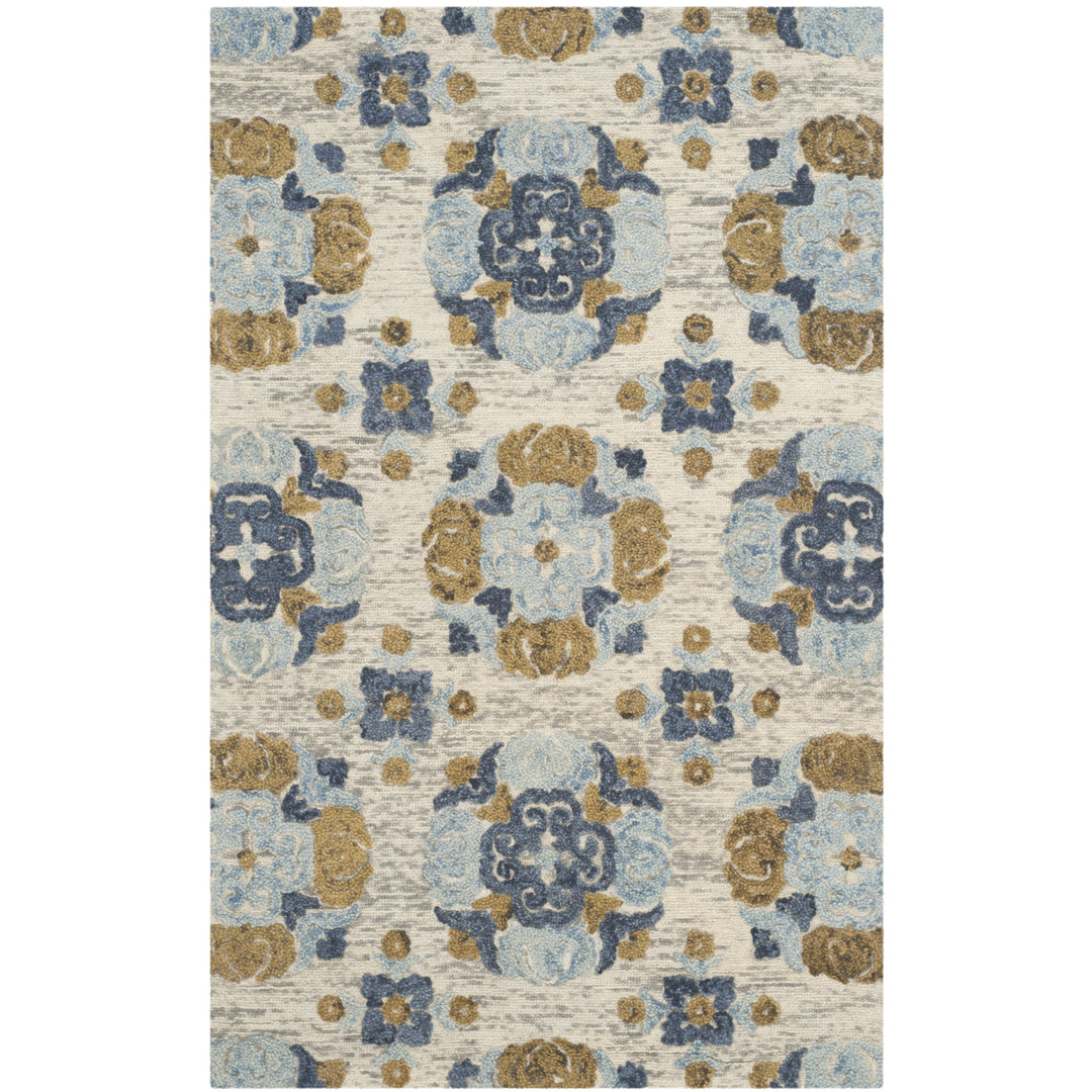 SAFAVIEH Blossom BLM403A Handmade Beige / Multi Rug Image 6