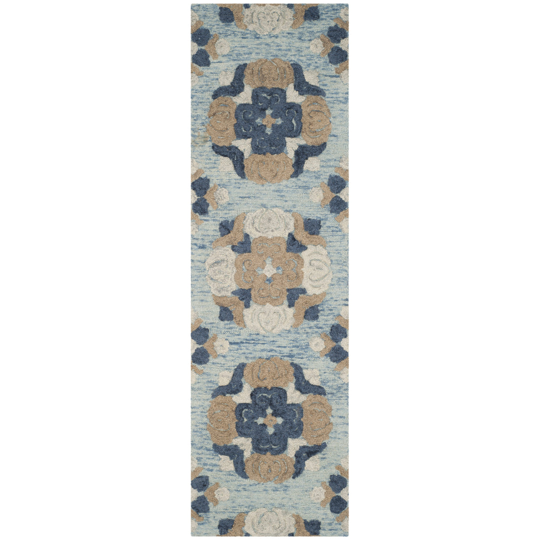 SAFAVIEH Blossom BLM403B Handmade Blue / Multi Rug Image 3