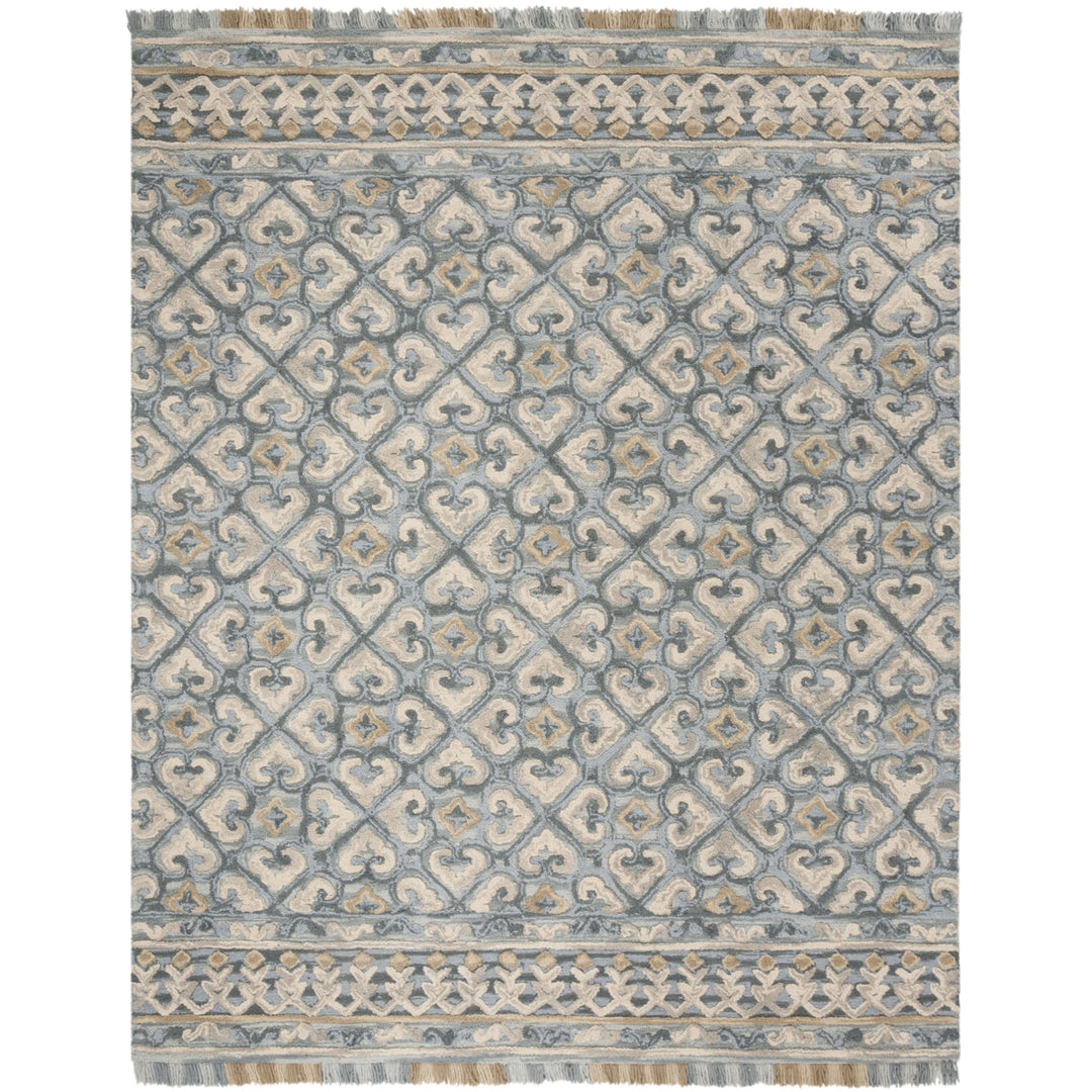 SAFAVIEH Blossom BLM420A Handmade Light Beige / Blue Rug Image 1