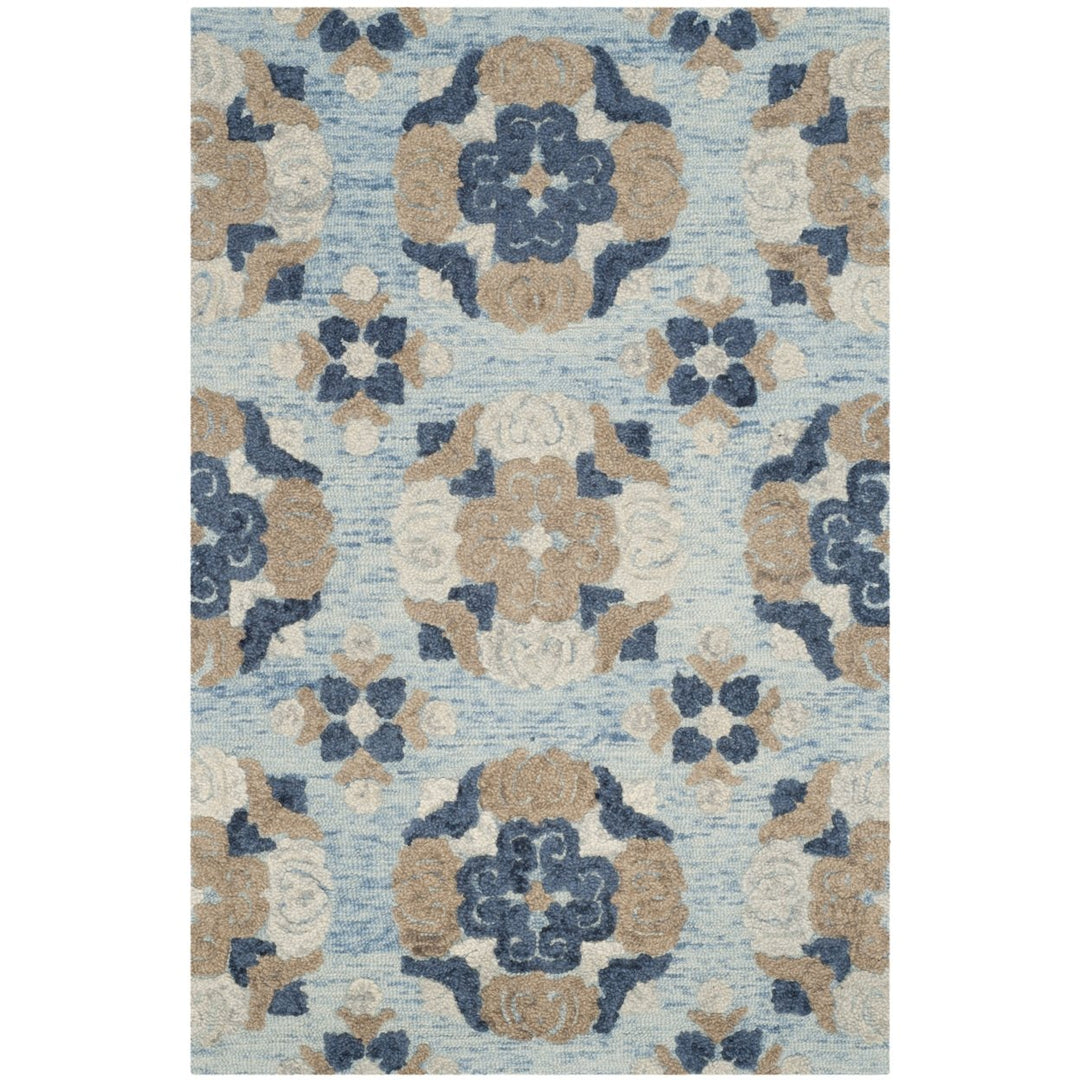 SAFAVIEH Blossom BLM403B Handmade Blue / Multi Rug Image 5