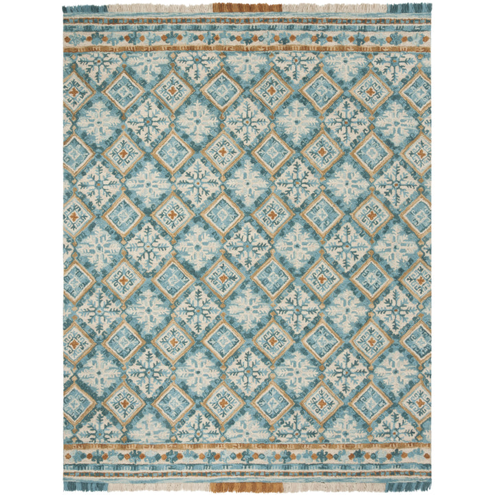 SAFAVIEH Blossom BLM421B Handmade Ivory / Teal Rug Image 1