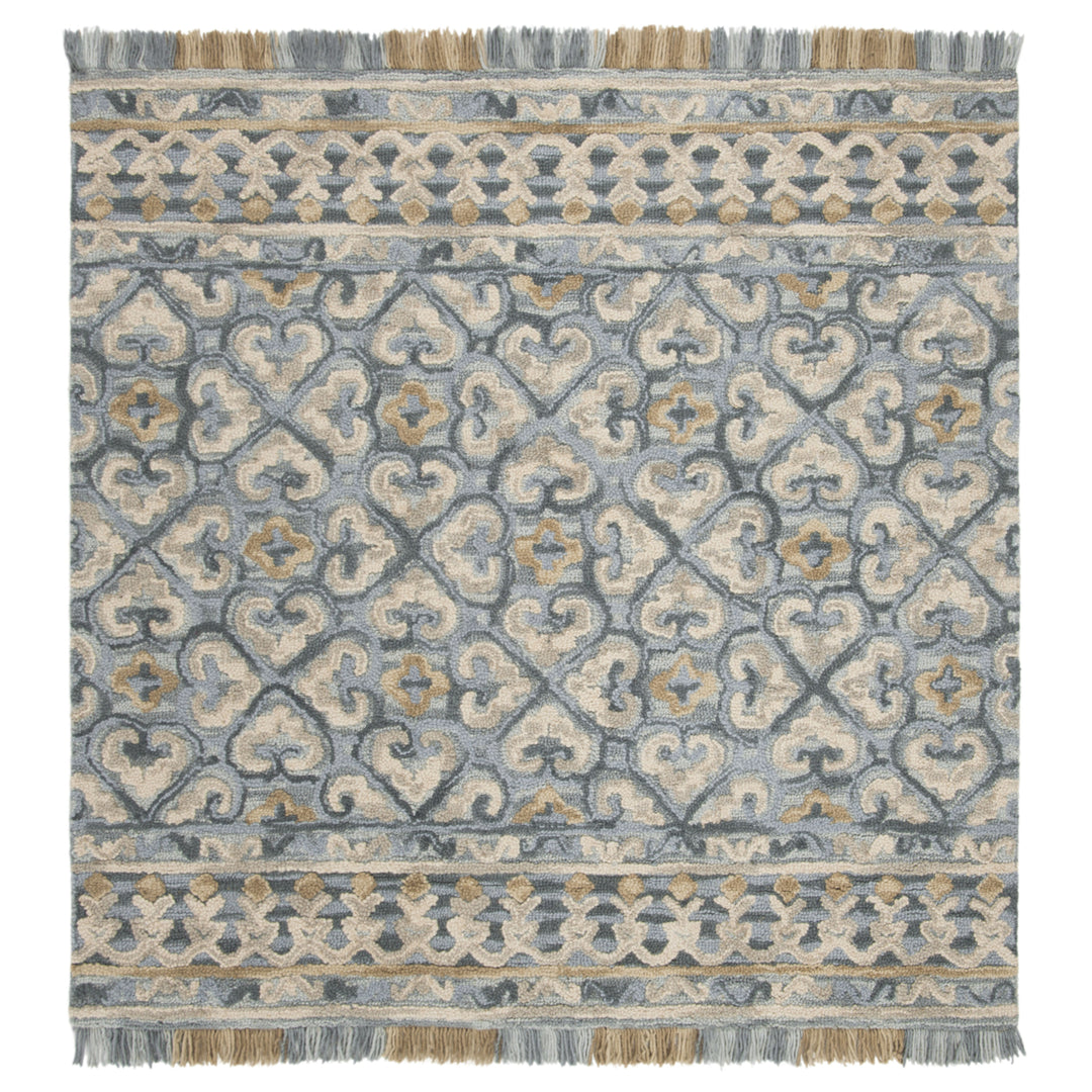 SAFAVIEH Blossom BLM420A Handmade Light Beige / Blue Rug Image 6