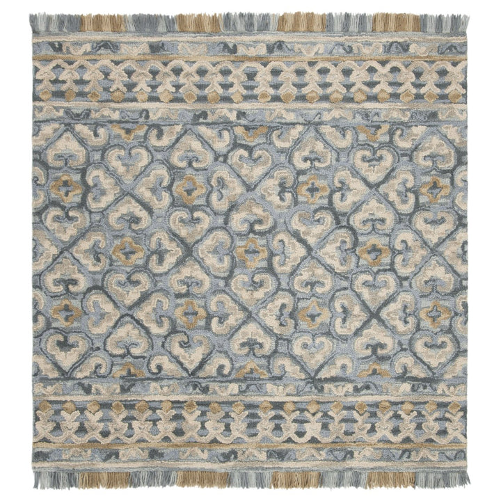 SAFAVIEH Blossom BLM420A Handmade Light Beige / Blue Rug Image 1