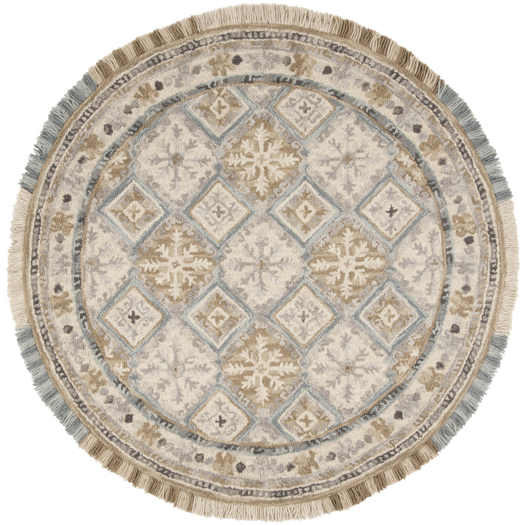 SAFAVIEH Blossom BLM421A Handmade Beige / Light Blue Rug Image 4