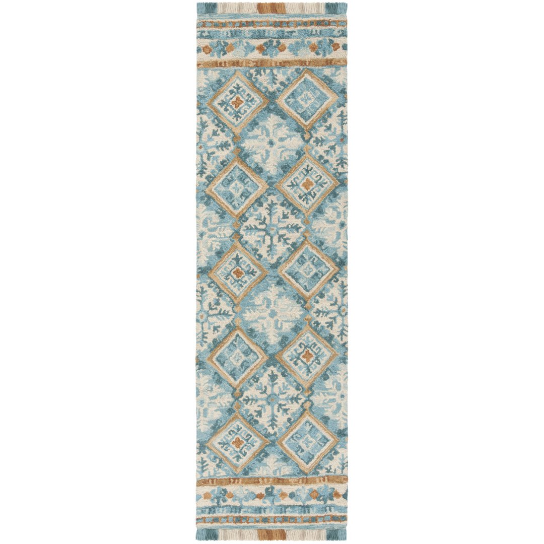 SAFAVIEH Blossom BLM421B Handmade Ivory / Teal Rug Image 5