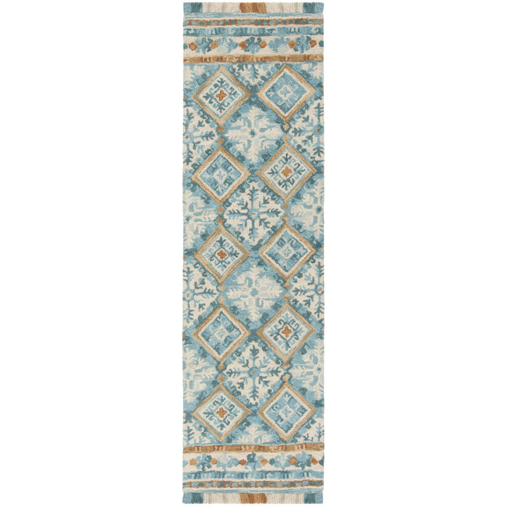 SAFAVIEH Blossom BLM421B Handmade Ivory / Teal Rug Image 1