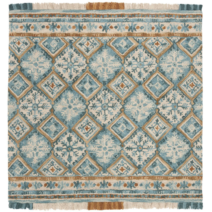 SAFAVIEH Blossom BLM421B Handmade Ivory / Teal Rug Image 6