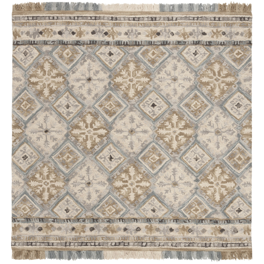 SAFAVIEH Blossom BLM421A Handmade Beige / Light Blue Rug Image 6