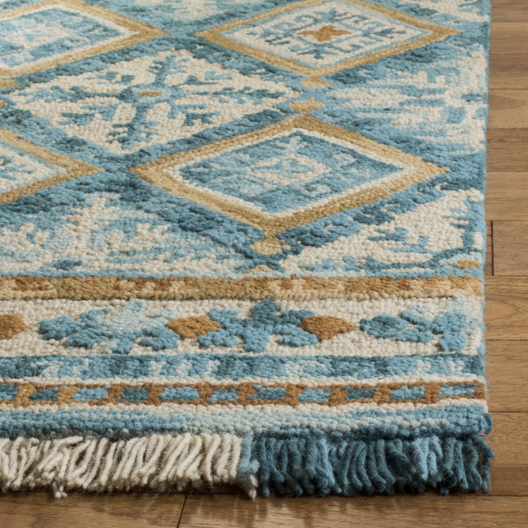 SAFAVIEH Blossom BLM421B Handmade Ivory / Teal Rug Image 7