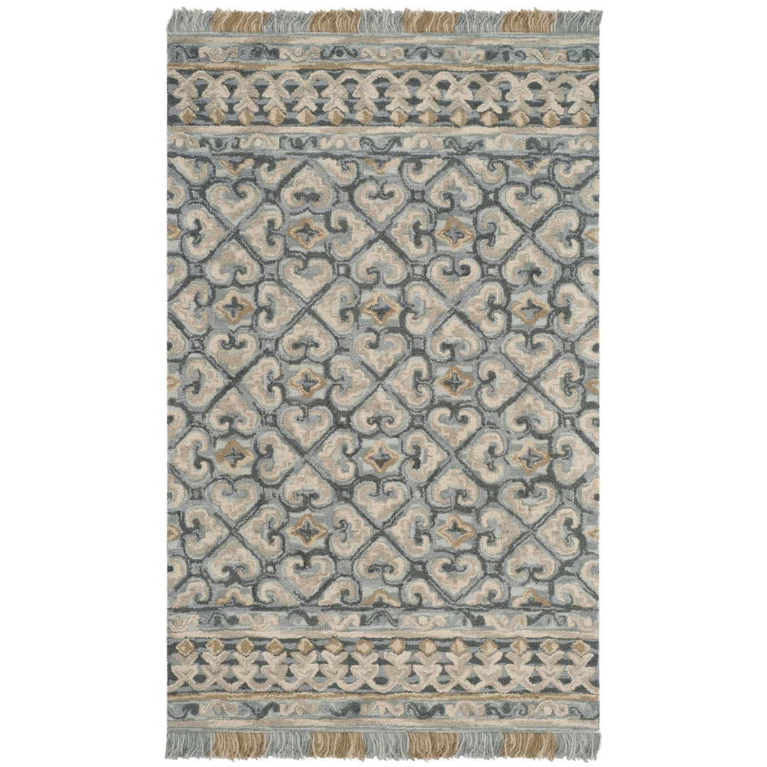 SAFAVIEH Blossom BLM420A Handmade Light Beige / Blue Rug Image 9