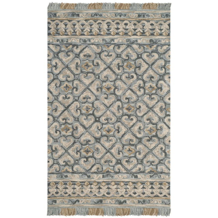 SAFAVIEH Blossom BLM420A Handmade Light Beige / Blue Rug Image 9