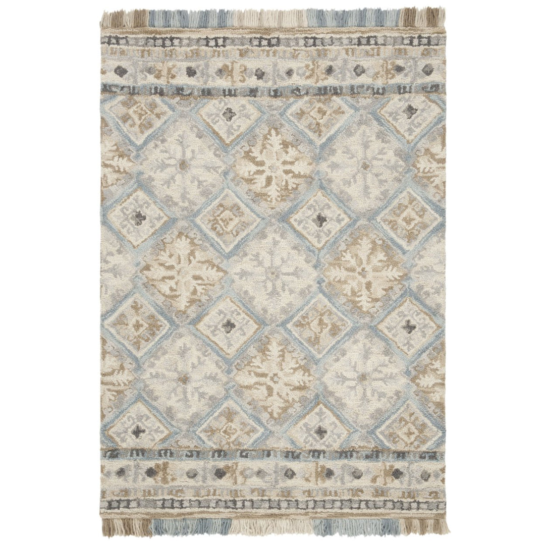 SAFAVIEH Blossom BLM421A Handmade Beige / Light Blue Rug Image 8