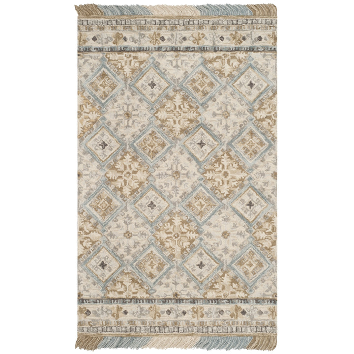 SAFAVIEH Blossom BLM421A Handmade Beige / Light Blue Rug Image 9