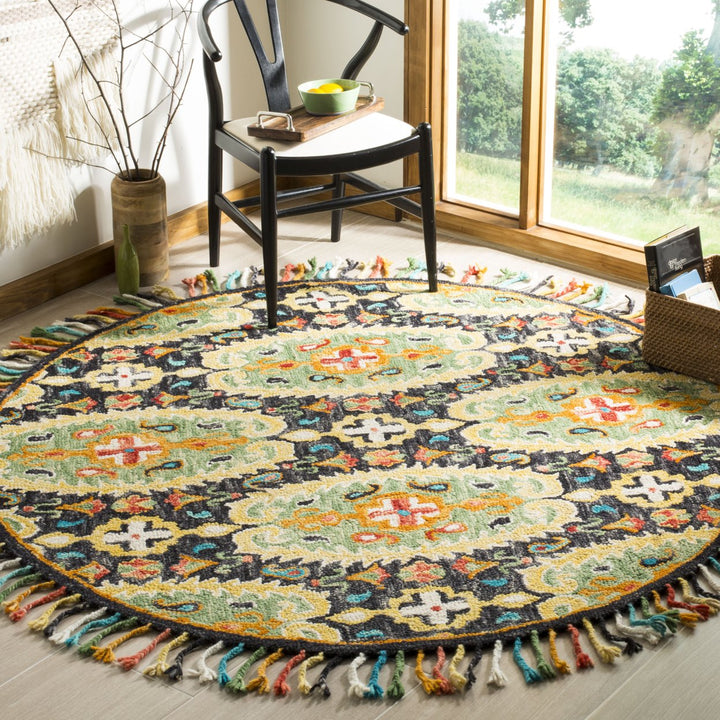 SAFAVIEH Blossom BLM454A Handmade Charcoal / Gold Rug Image 2