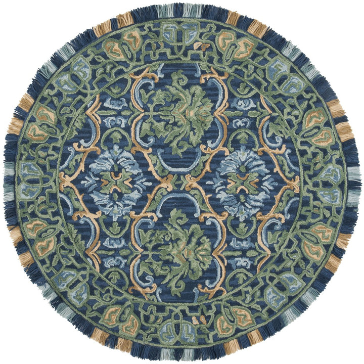 SAFAVIEH BLM422A Blossom Navy / Green Image 2