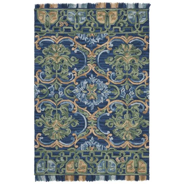 SAFAVIEH BLM422A Blossom Navy / Green Image 5