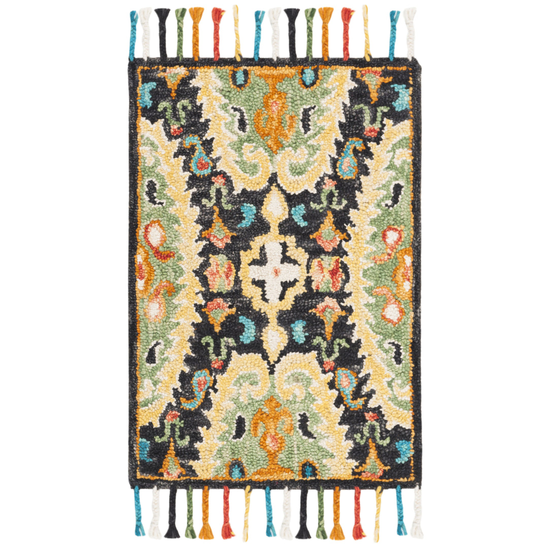 SAFAVIEH Blossom BLM454A Handmade Charcoal / Gold Rug Image 8