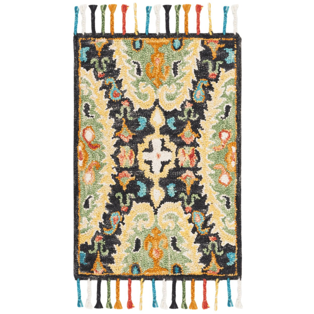 SAFAVIEH Blossom BLM454A Handmade Charcoal / Gold Rug Image 1