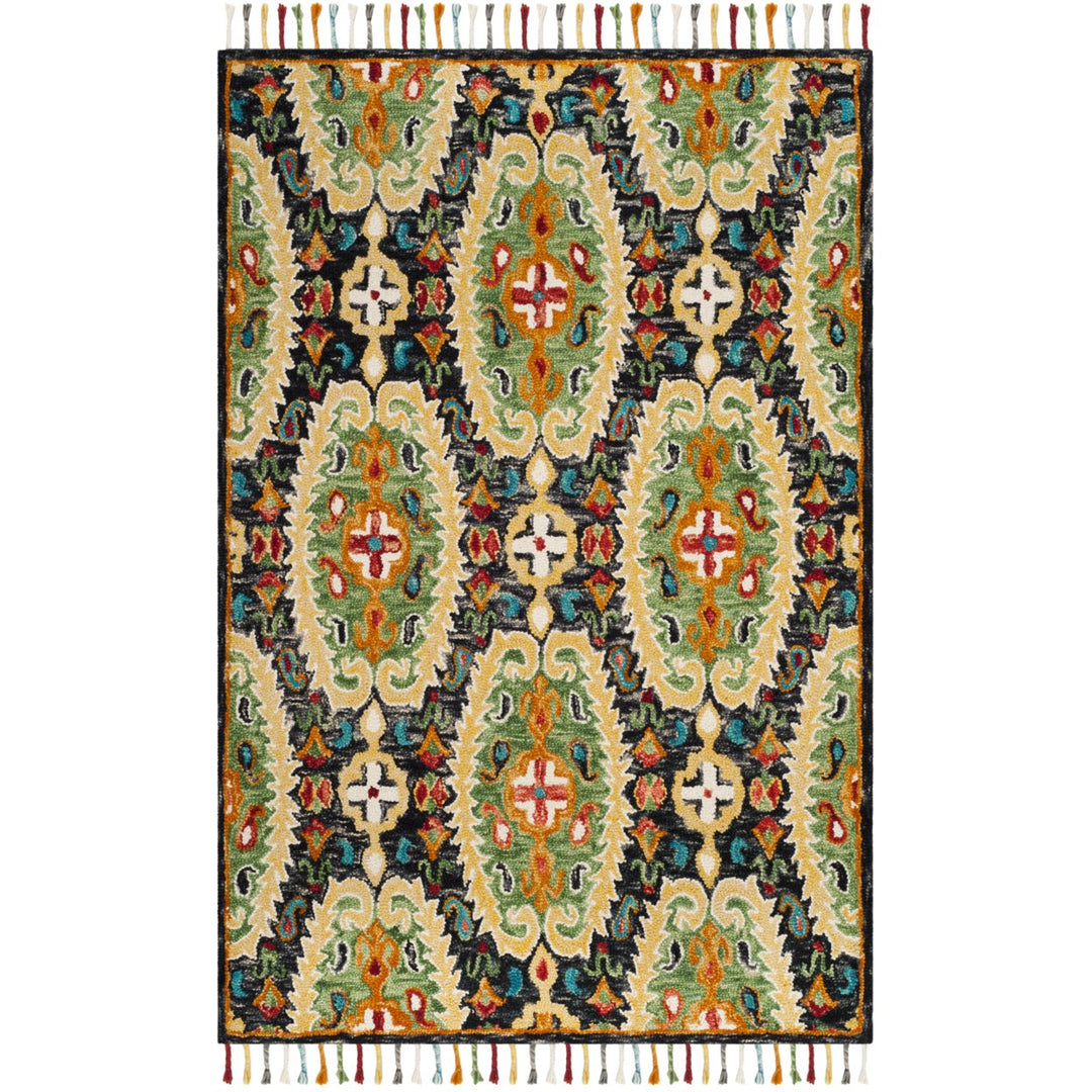 SAFAVIEH Blossom BLM454A Handmade Charcoal / Gold Rug Image 10