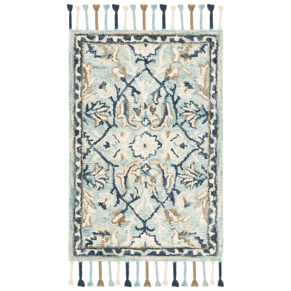 SAFAVIEH Blossom BLM457M Handmade Blue / Ivory Rug Image 2