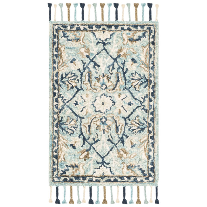 SAFAVIEH Blossom BLM457M Handmade Blue / Ivory Rug Image 2