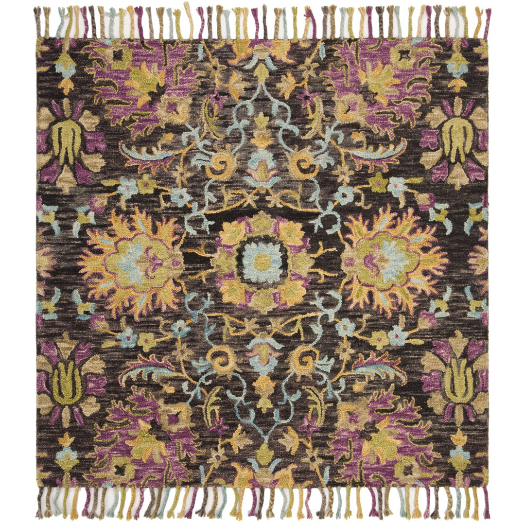 SAFAVIEH Blossom BLM455A Handmade Charcoal / Multi Rug Image 1