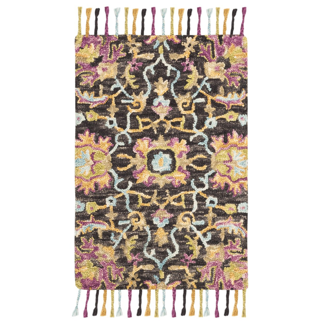 SAFAVIEH Blossom BLM455A Handmade Charcoal / Multi Rug Image 1