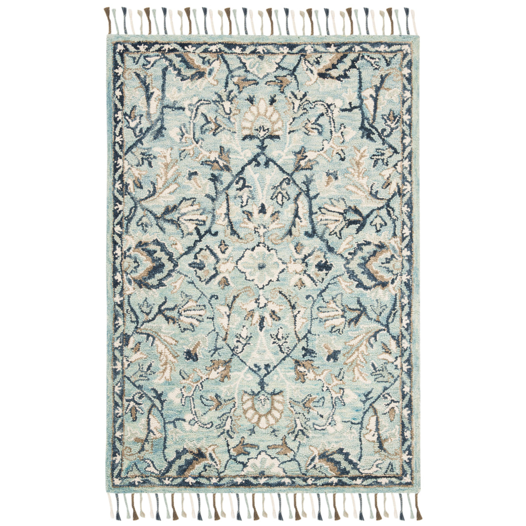 SAFAVIEH Blossom BLM457M Handmade Blue / Ivory Rug Image 5