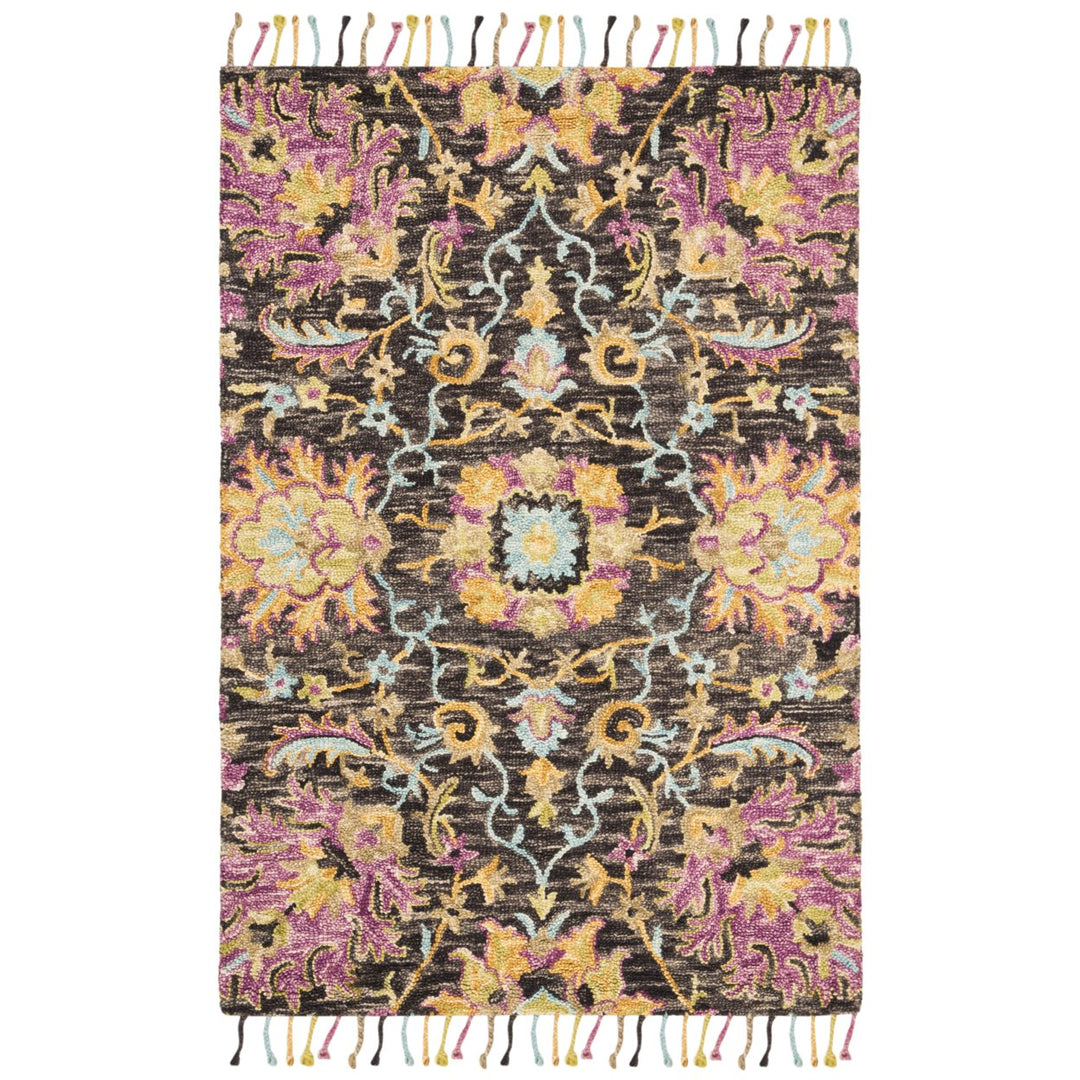 SAFAVIEH Blossom BLM455A Handmade Charcoal / Multi Rug Image 9