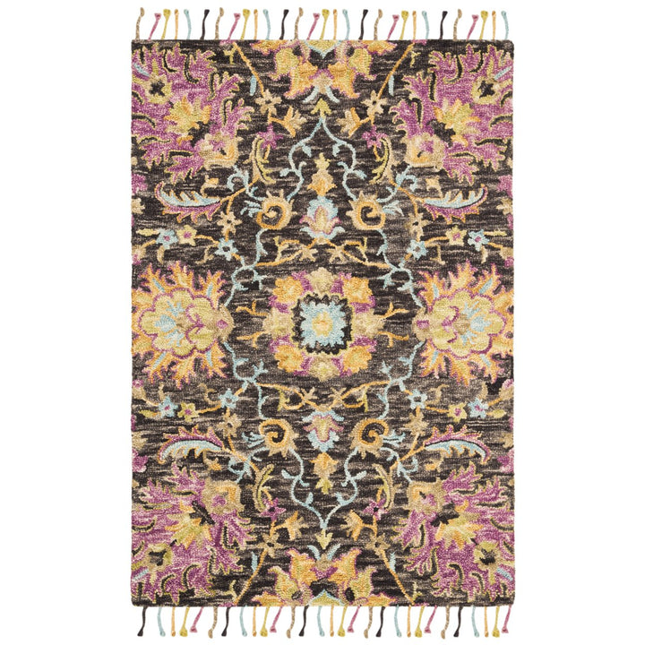 SAFAVIEH Blossom BLM455A Handmade Charcoal / Multi Rug Image 1