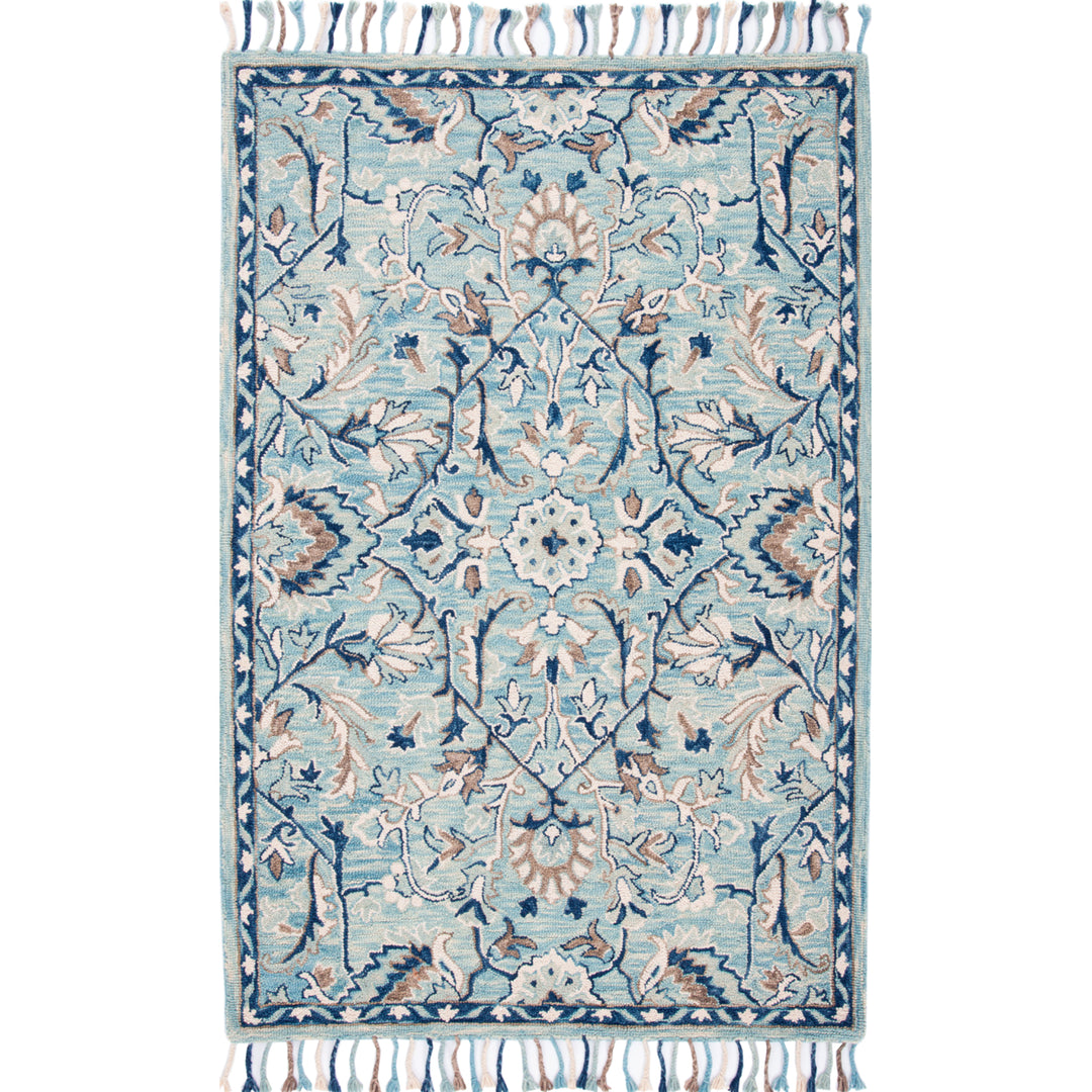 SAFAVIEH Blossom BLM457M Handmade Blue / Ivory Rug Image 6