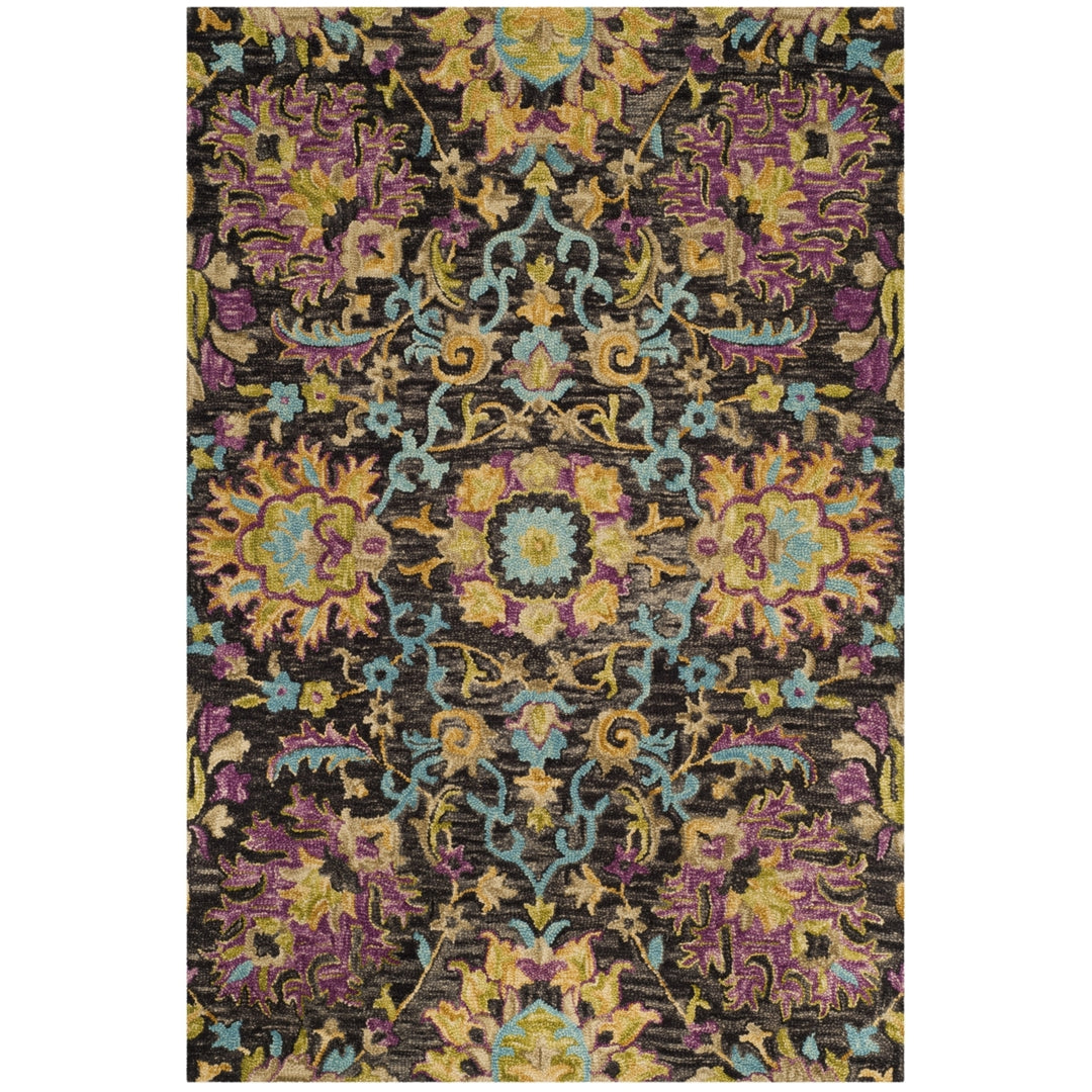 SAFAVIEH Blossom BLM455A Handmade Charcoal / Multi Rug Image 10