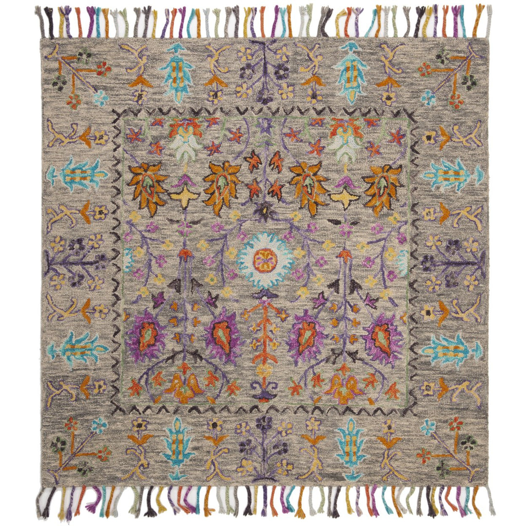 SAFAVIEH Blossom BLM453A Handmade Grey / Multi Rug Image 1