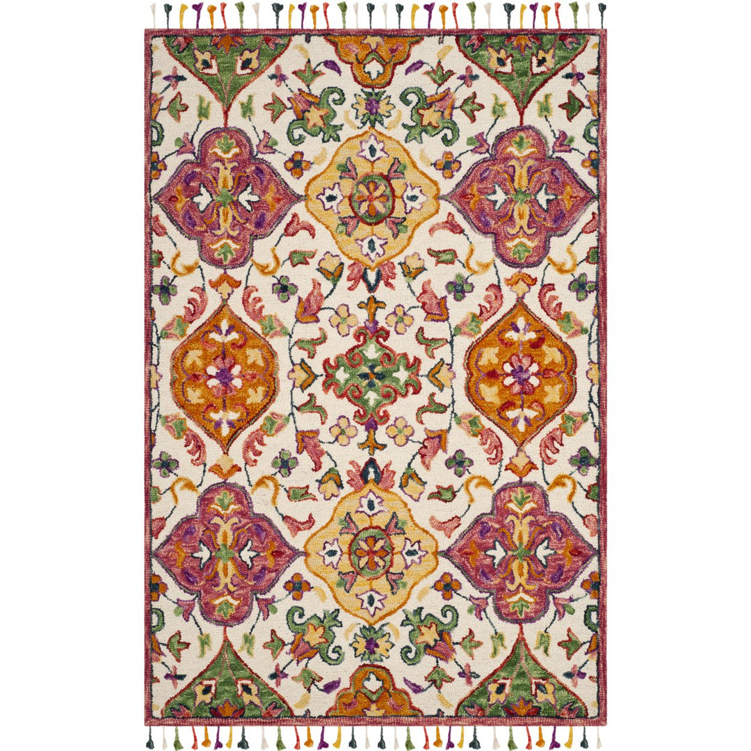 SAFAVIEH Blossom BLM456A Handmade Ivory / Multi Rug Image 8