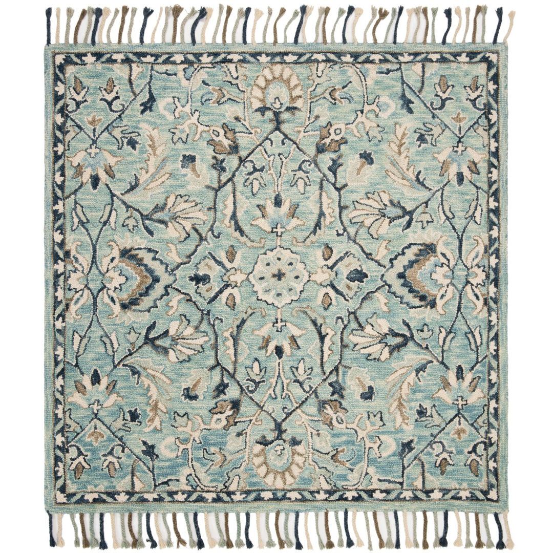 SAFAVIEH Blossom BLM457M Handmade Blue / Ivory Rug Image 8