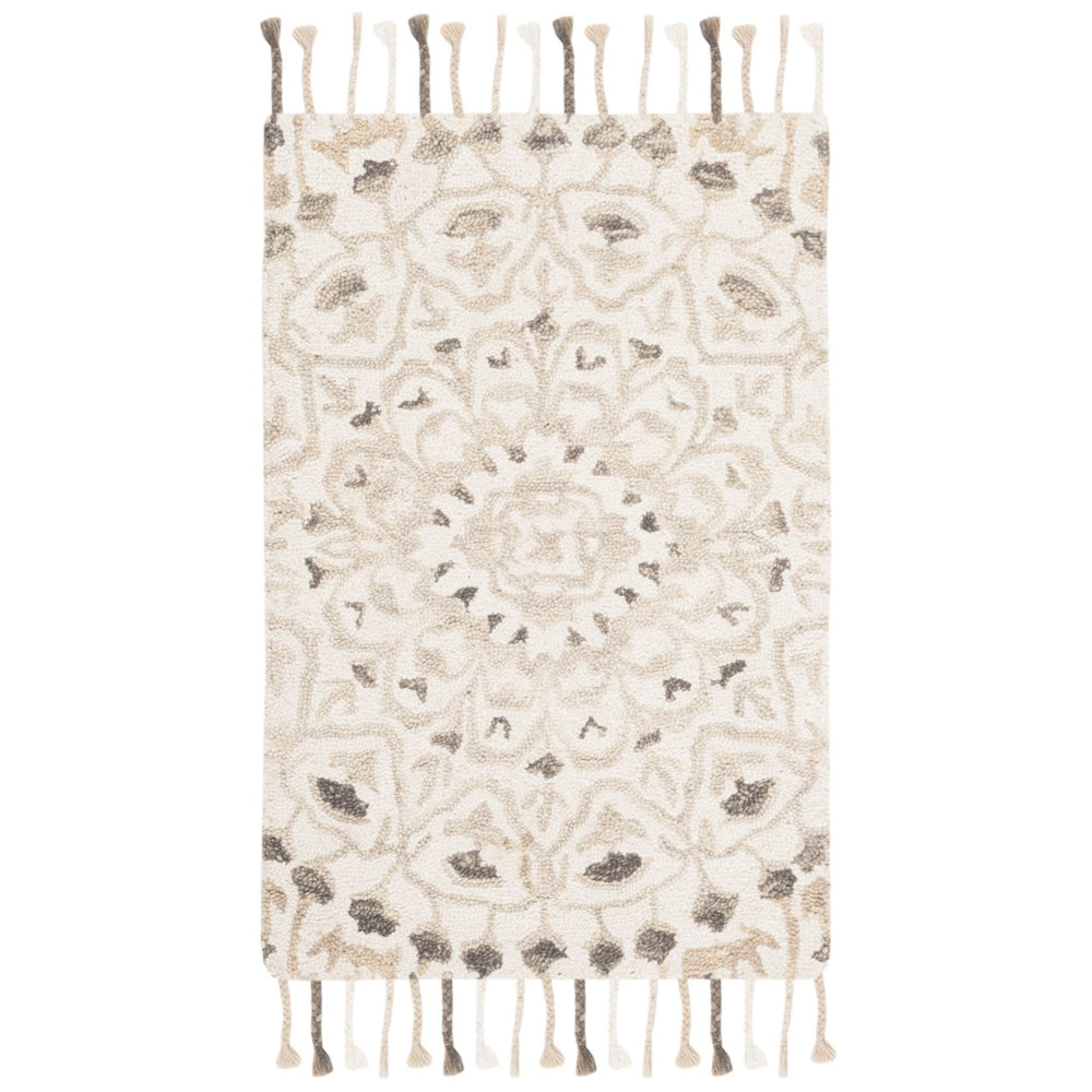 SAFAVIEH Blossom BLM459A Handmade Ivory / Taupe Rug Image 2