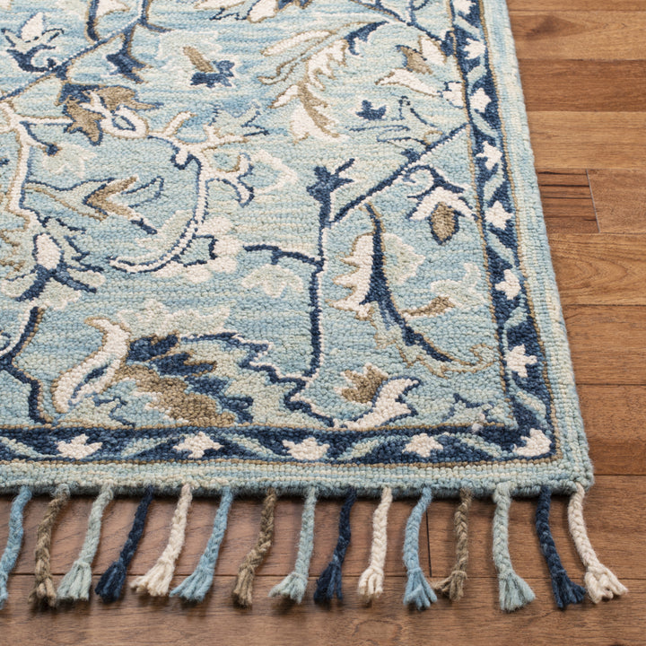 SAFAVIEH Blossom BLM457M Handmade Blue / Ivory Rug Image 11