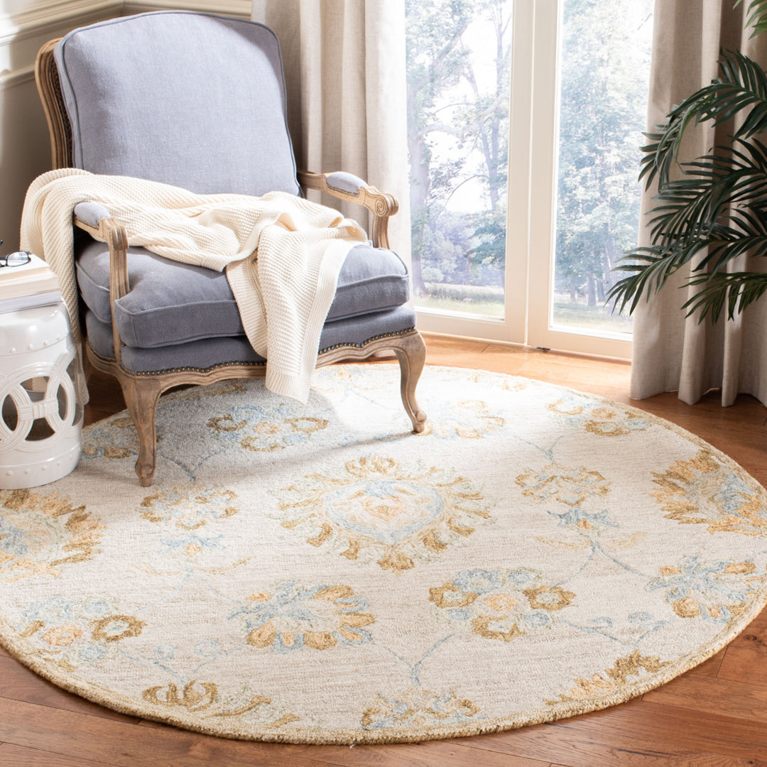 SAFAVIEH Blossom BLM560B Handmade Beige / Sage Rug Image 2