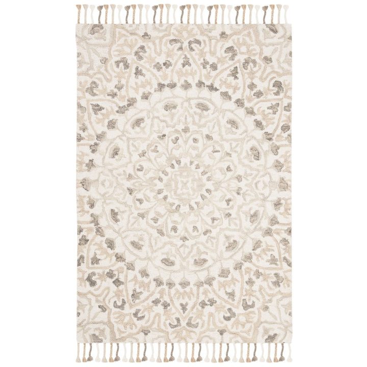 SAFAVIEH Blossom BLM459A Handmade Ivory / Taupe Rug Image 6