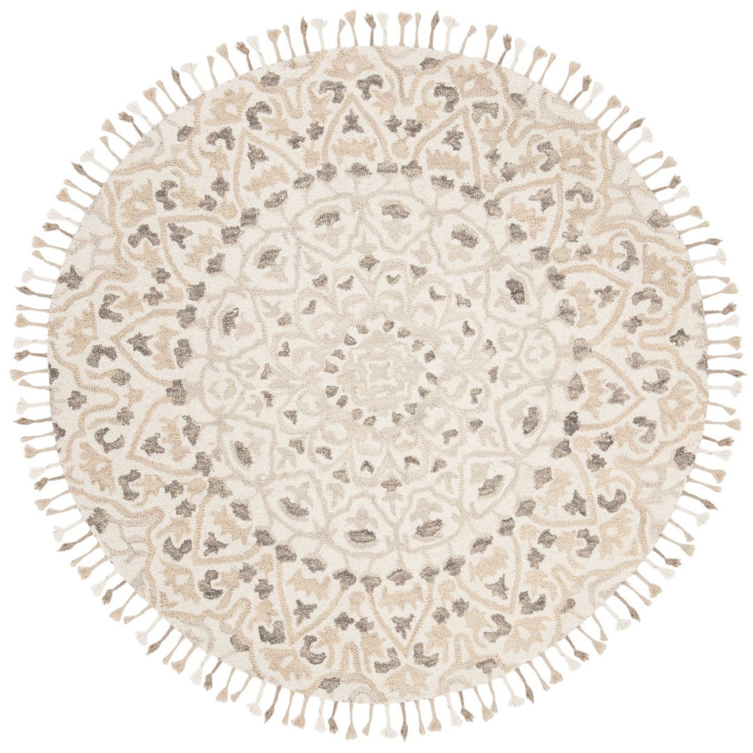 SAFAVIEH Blossom BLM459A Handmade Ivory / Taupe Rug Image 7