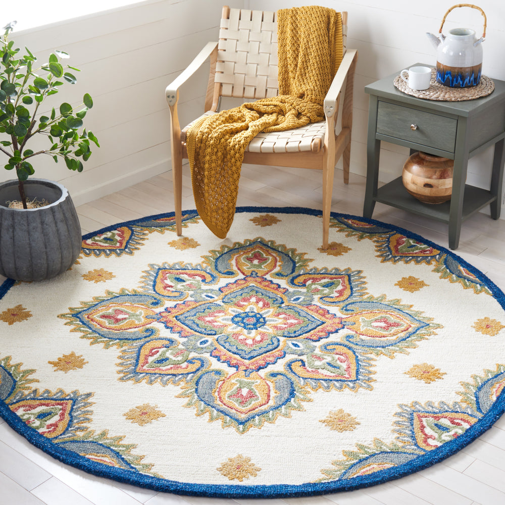 SAFAVIEH Blossom BLM561A Handmade Ivory / Green Rug Image 2