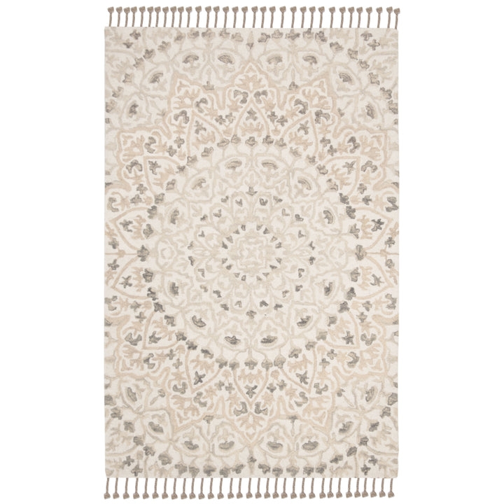 SAFAVIEH Blossom BLM459A Handmade Ivory / Taupe Rug Image 9