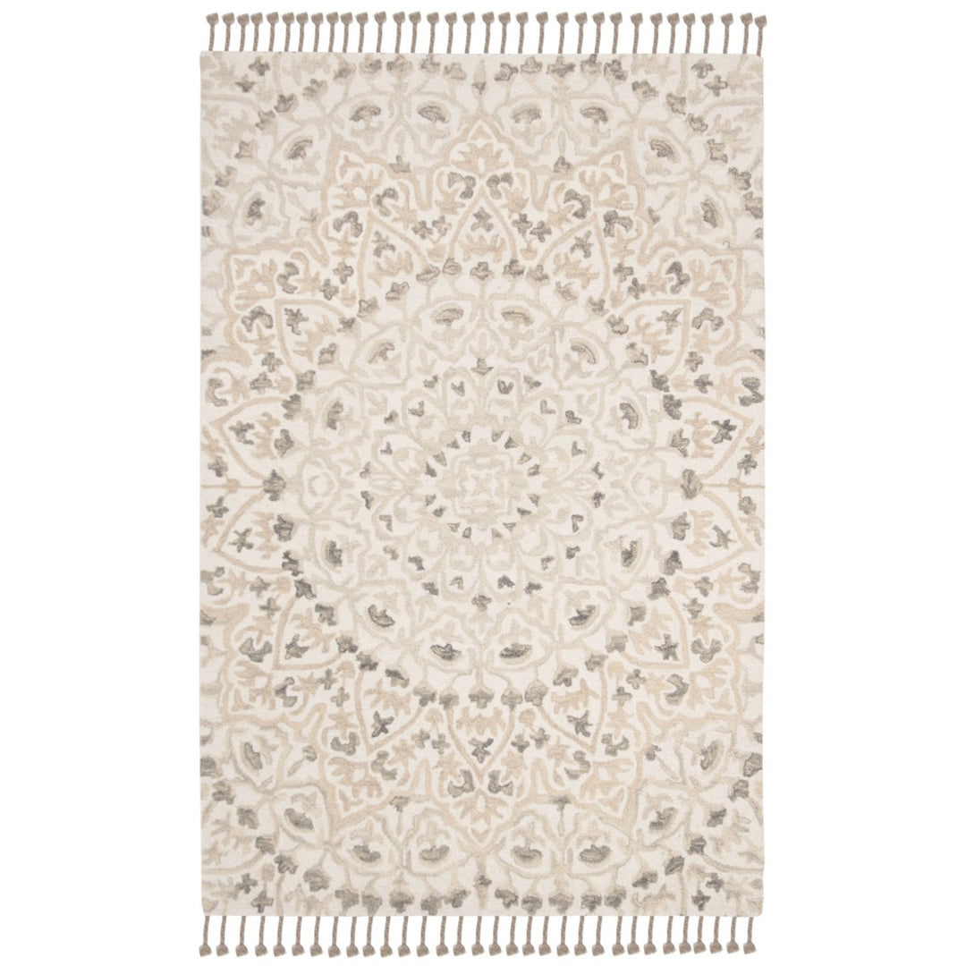 SAFAVIEH Blossom BLM459A Handmade Ivory / Taupe Rug Image 1