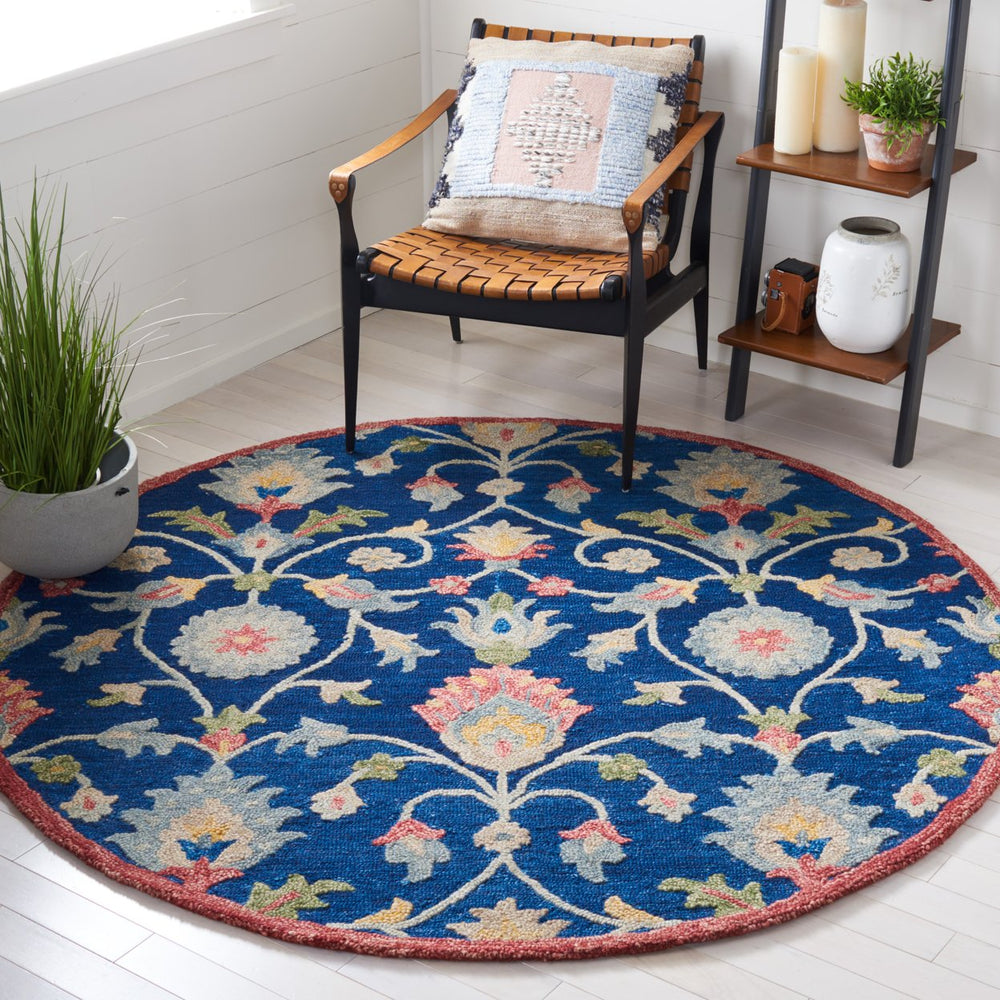 SAFAVIEH Blossom BLM562M Handmade Blue / Rust Rug Image 2